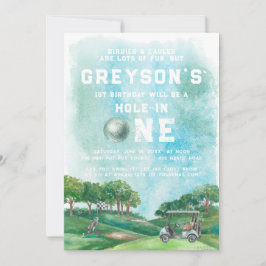Hål i en golf Boy, första födelsedag Inbjudningar