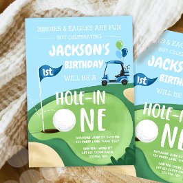 Hål i en golf Boy, första födelsedag Inbjudningar