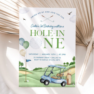 Hål i en golf Boy, första födelsedag Inbjudningar