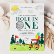 Hål i en golf Boy Golfing Par 1:a födelsedagen