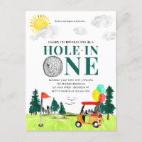 Hål i en golf Boy Golfing Par 1:a födelsedagen