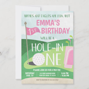 Hål i en Golf-inbjuden flicka första födelsedag Inbjudningar
