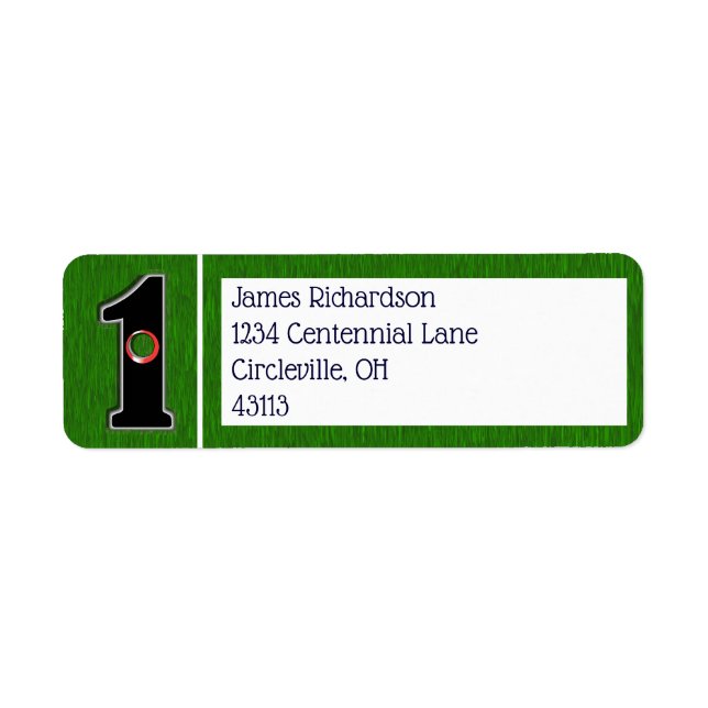 Hål i en Golf Lucky Charm Returadress Etikett (Framsidan)