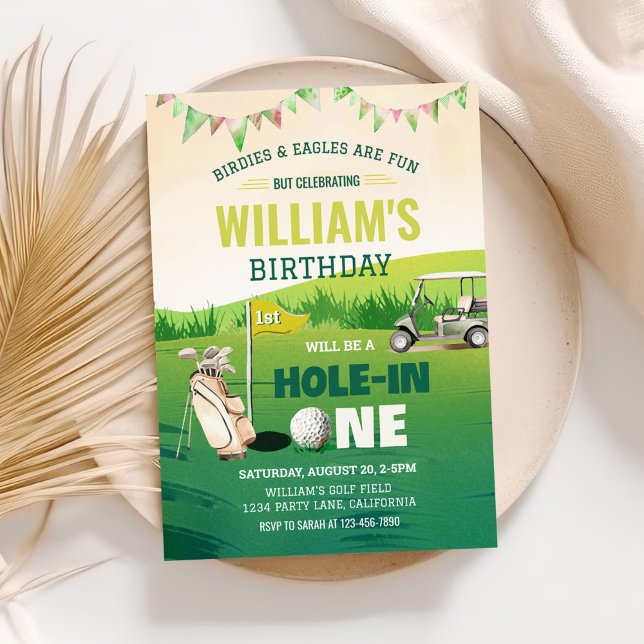 Hål i en Golf Par-T 1:a födelsedagen Inbjudningar (Skapare uppladdad)