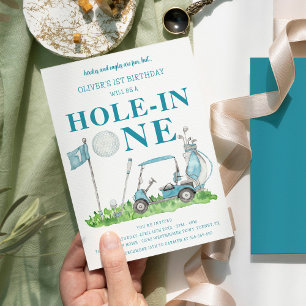 Hål i en Golf Par-T-pojke 1:a födelsedagen Inbjudningar