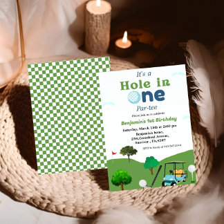 Hål i en golfpojke första födelsedag party inbjudningar
