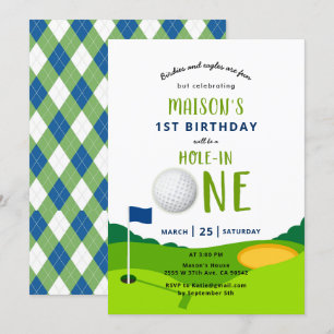 Hål i en inbjudan till Golf Birthday Par-T