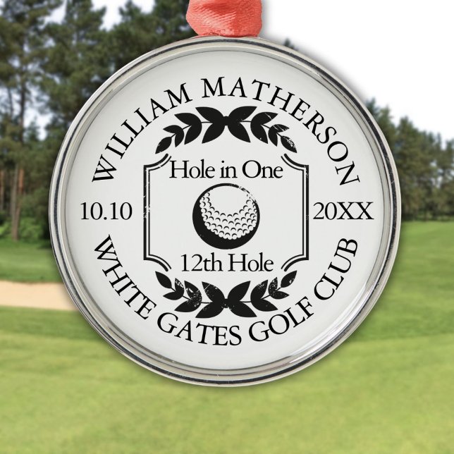 Hål i en klassisk Personlig Golf Julgransprydnad Metall (Hole in One Classic Personalized Golf Metal Ornament)