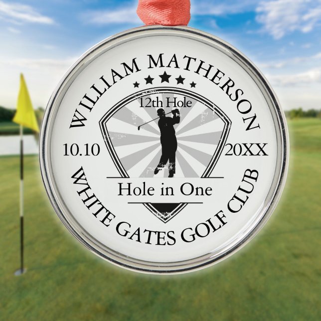 Hål i en klassisk Personlig Golf Julgransprydnad Metall (Hole in One Classic Personalised Golf Metal Ornament)