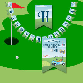 Hål i en pojke Golf Par-T 1:a födelsedagen Vimplar
