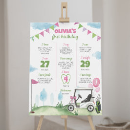 Hål i en Rosa Golf 1:a födelsedagsskylt Poster