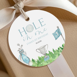 Hål i ett blått golf 1:a födelsedag Party Gåvor Etiketter