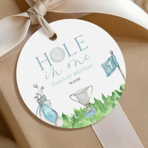 Hål i ett blått golf 1:a födelsedag Party Gåvor Etiketter