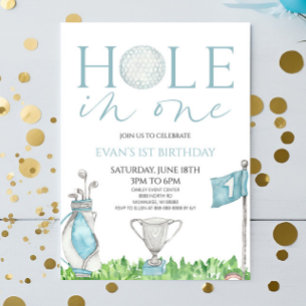 Hål i ett blått golf 1:a födelsedag Party Inbjudningar