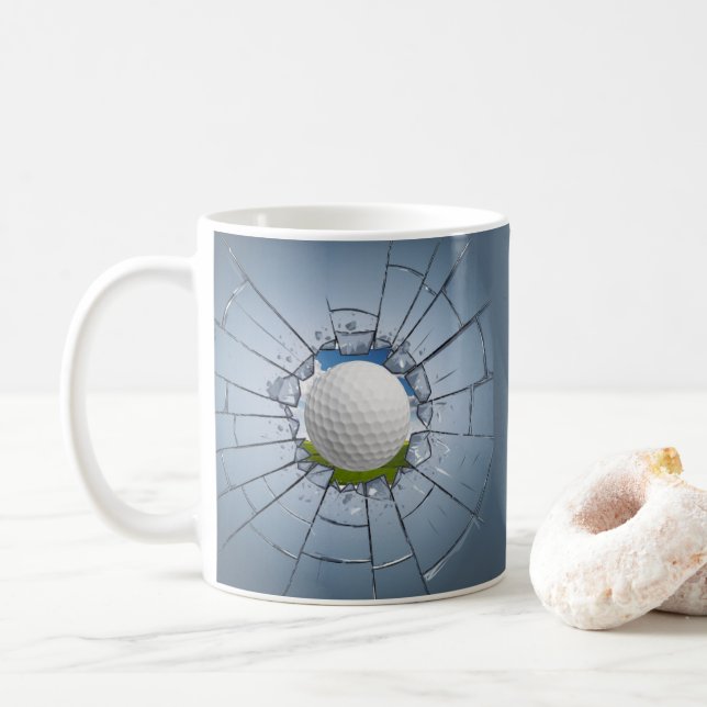 Hål i ett brutet glas Golf Boll Player Golfer Mugg (Med munk)
