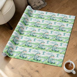 Hål-i-ett Första födelsedag Golf Pojke Akvarell Presentpapper