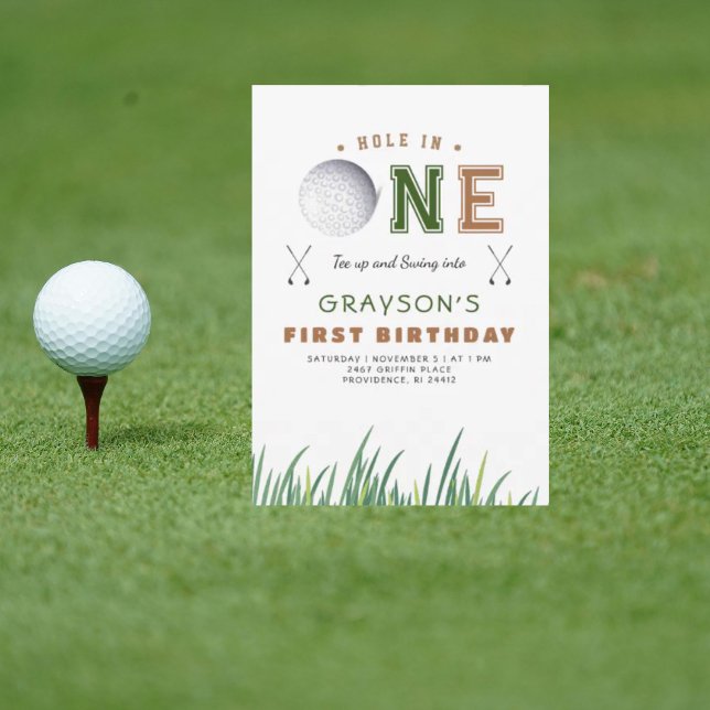 Hål-i-ett Golf 1:a födelsedagen Party Inbjudningar (Skapare uppladdad)
