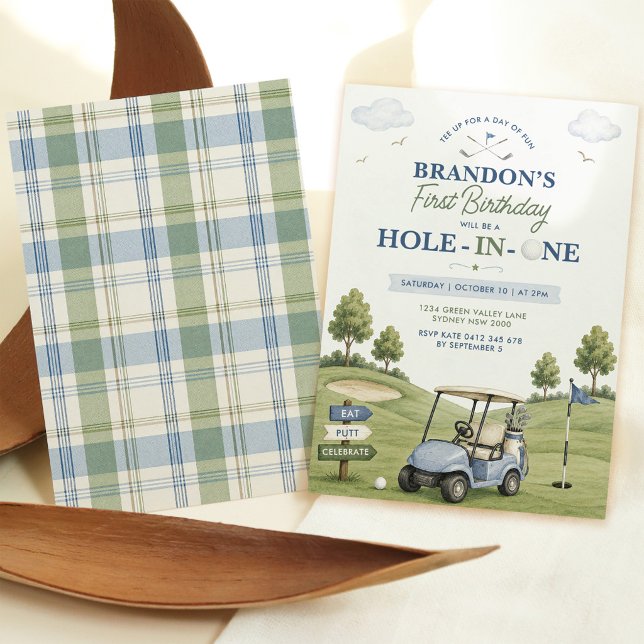 Hål i ett: Golf 1-års födelsedags Par-Tee Inbjudningar (Skapare uppladdad)