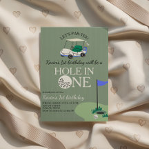 Hål i ett golf 1-års födelsedagsinbjudan