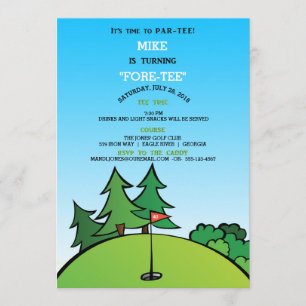 Hål i ett Golf Födelsedagsfest inbjudan