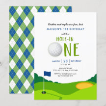 Hål i ett Golf Födelsedagsfest inbjudan