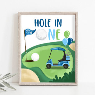 Hål i ett Golf Par-Tee Boy First Birthday-tecken Poster
