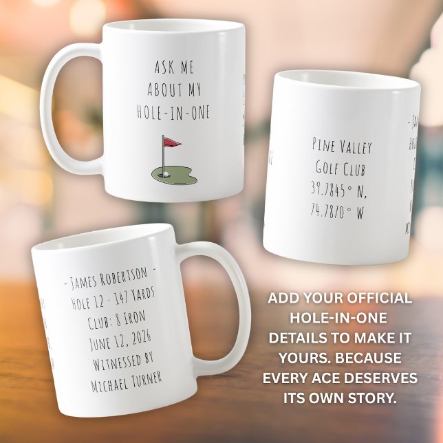Hål-i-ett-golfpresent för honom Minimalt minne Kaffemugg (Skapare uppladdad)