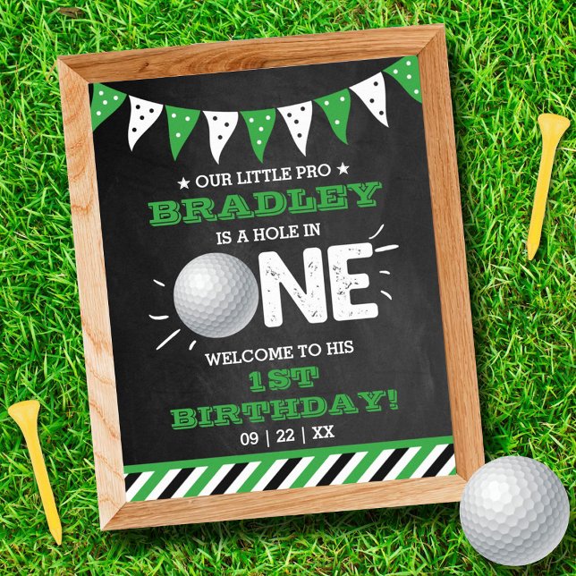 Hål i ett gosse Golf 1:a födelsedagspressens välko Poster (Skapare uppladdad)