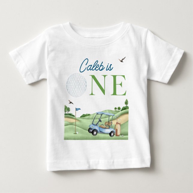 Hål-i-ett Pojke Golf Första Födelsedag Par-Tee T Shirt (Framsida)