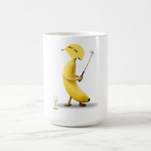 Hål-i-ett – Rolig Banana Golfklubb Cartoon Retro Kaffemugg