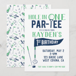 Hål i One Doodle Golf First Birthday-inbjudan Inbjudningar