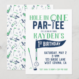 Hål i One Doodle Golf First Birthday-inbjudan Inbjudningar