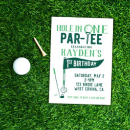 Hål i One Doodle Golf First Birthday-inbjudan Inbjudningar
