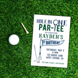 Hål i One Doodle Golf First Birthday-inbjudan Inbjudningar