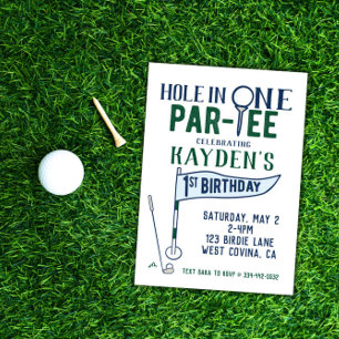 Hål i One Doodle Golf First Birthday-inbjudan Inbjudningar