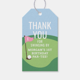 Hål i One Girls Golf Party Favor Märkre Presentetikett