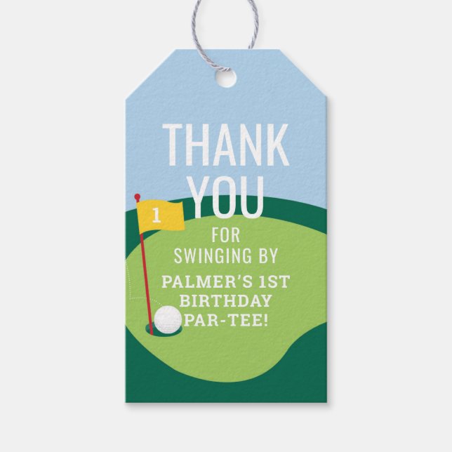 Hål i One Girls Golf Party Favor Märkre Presentetikett (Framsidan)