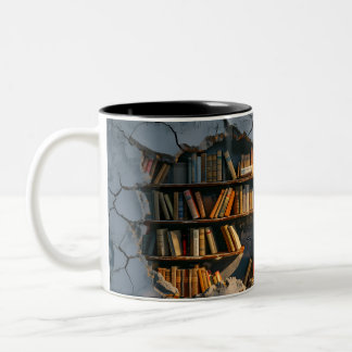 Hål i Wall Bookshelf 3D som Två-Tonad Mugg