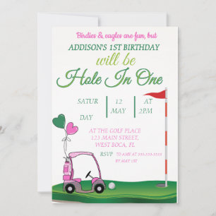 Hål och en 1:a årsdag med golf-inbjudan inbjudningar