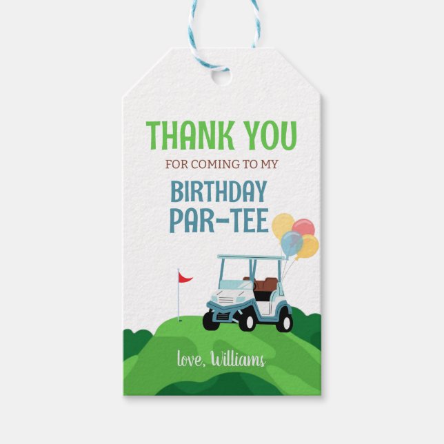 Hål På En Golf Par-Tee Pojke Födelsedags Tacksamhe Presentetikett (Framsidan)