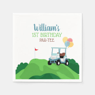 Hål på en Par-Tee 1:a golf födelsedagsfest Pappersservett