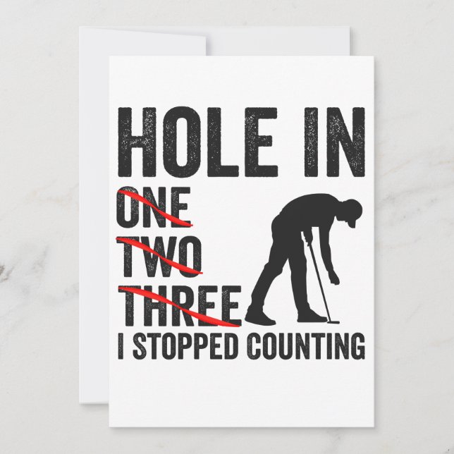 Hål på en två Träd Jag slutade räkna Roligt golf Inbjudningar (Framsida)