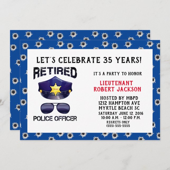 Hål poliser i Pension Inbjudningar (Fram/baksida)