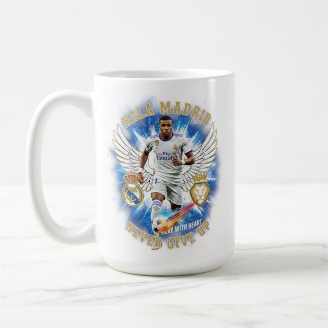 Hala Madrid Kylian Mb Aldrig Ge Upp Mugg (Vänster)