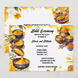 Haladi spice ceremoni Indiska traditionella bröllo Inbjudningar