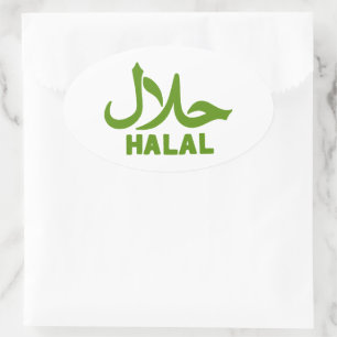 Halal engelska arabisk affär ovalt klistermärke