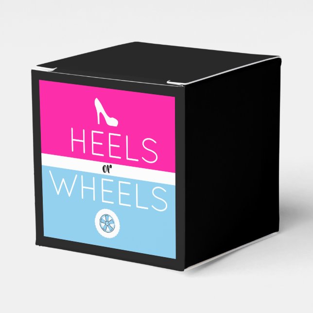 Hålar eller Hjul |Rosa och blått Gender Presentaskar (Framsidan Sidan)