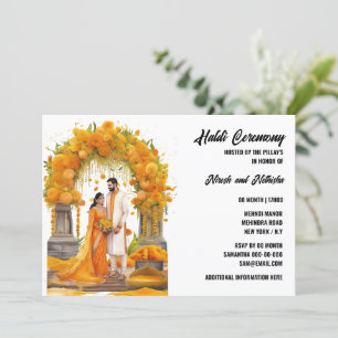 Haldi blommigt före ceremonin i bröllop inbjudningar