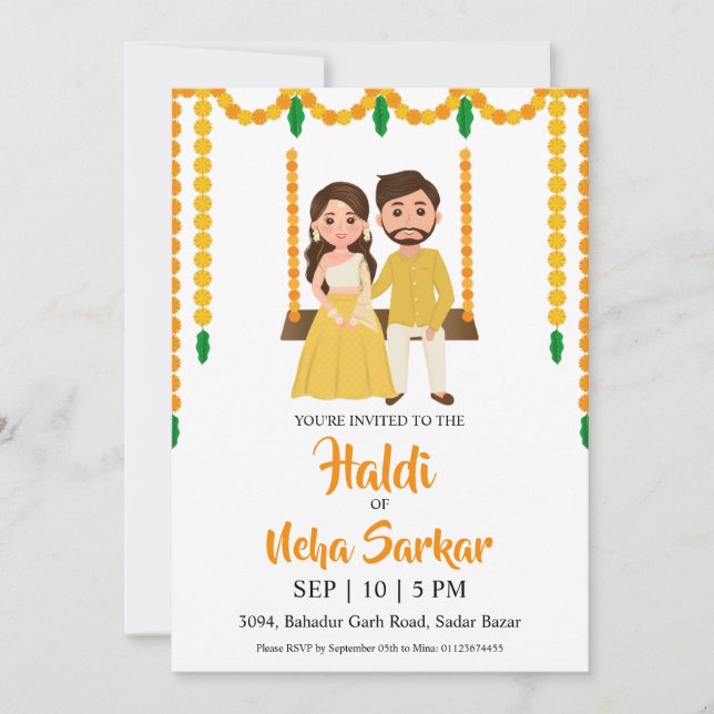 haldi-ceremoni inbjudan (Framsida)