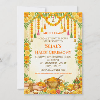 Haldi Ceremoni Inbjudningskort